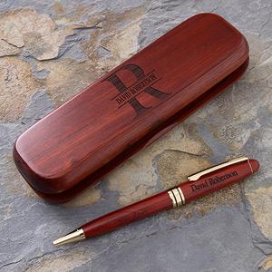 Personalized Rosewood Pen Set with Engraved Name