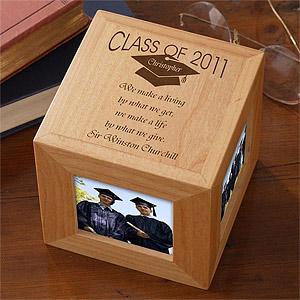 Engraved Graduation Photo Cube Frame