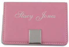 Pink Leatherette Card Case