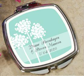 Personalized Teal Dandelions Mirror Compact