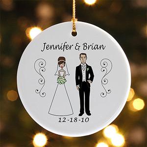 Personalized Christmas Ornaments - Bride and Groom Characters