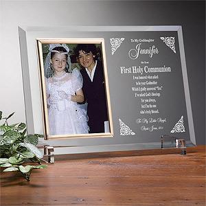 Personalized Godchild First Communion Glass Photo Frame