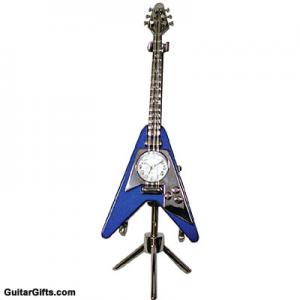 Mini Flying V Guitar Clock