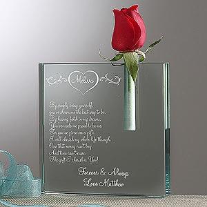 Valentine's Day Personalized Glass Bud Vase - I Cherish You