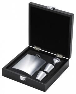 The Rockford Collection 8 Ounce Satin Finish Stainless Steel Hip Flask Gift Set