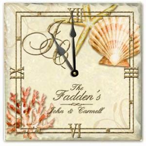 Personalized Shell Marble Clock with Stand