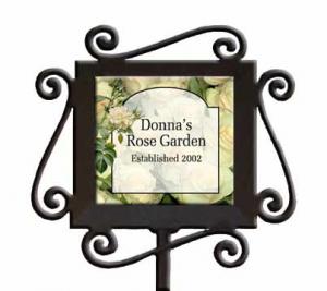 Personalized Roses Ceramic and Iron Garden Stake