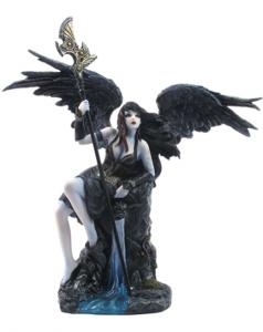 Female Dark Angel On Water Fountain