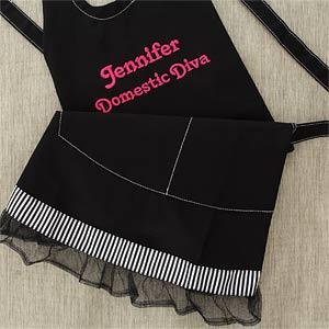 Black Personalized Apron with Ruffle - You Name It