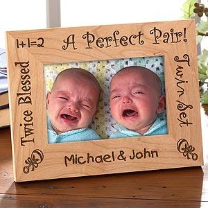 Personalized Twins Wood Picture Frame - A Perfect Pair