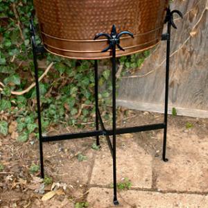 Wrought Iron Fleur de Lis Beverage Cooler Stand