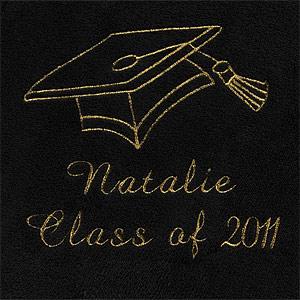 Personalized Graduation Fleece Throw Blankets - Black