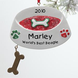 Personalized Dog Bowl Christmas Ornaments