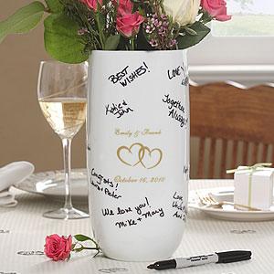 Personalized Signature Wedding Vase - Joined Hearts