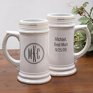 Personalized Groomsmen Beer Stein With Monogram