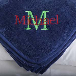Kids Personalized Navy Blue Fleece Blanket - All About Me