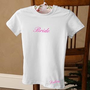 Ladies White Personalized Fitted T Shirt - Bridal Party Designs