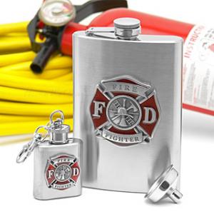 Firefighter Flask Gift Set - Full Color