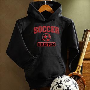 Personalized Kids Sports Hooded Black Sweatshirt