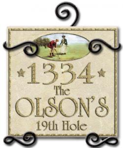 Personalized Golf Ceramic Address / Welcome Plaque with Iron Holder
