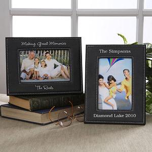 Black Leatherette Personalized Picture Frames