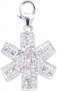 White Gold Medical Symbol Charm