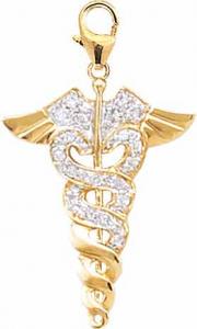 14k Gold Diamond Medical Charm
