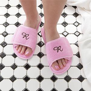 Initial Monogram Personalized Pink Spa Slippers