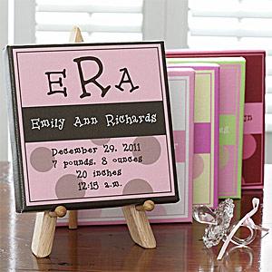 Personalized Baby Girl Announcement Canvas Wall Art