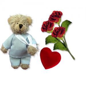 Get Well Soon Roses & Heart Gift Package