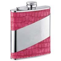 6 Ounce Pink Crocodile Pattern Personalized Flask