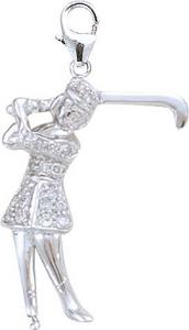 White Gold Lady Golfer Charm