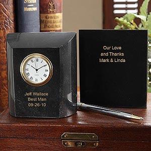 Personalized Groomsman Gifts - Marble Desk Clock