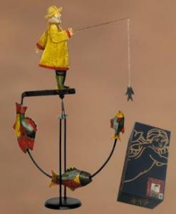 Fisherman Metal Balance Toy Decor Piece by Authentic Models