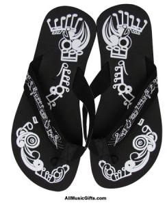 Embroidered Music Notes Flip Flops