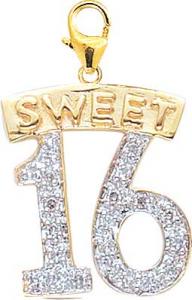 Gold Sweet 16 Birthday Charm