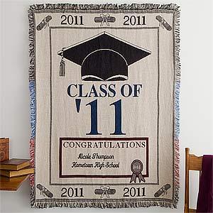Personalized Class of 2011 Embroidered Graduation Afghan