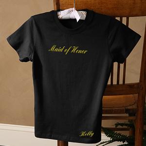 Personalized Ladies Black Fitted T Shirts - Bridal Party Designs