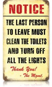 Vintage Clean Bathroom Metal Sign