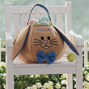 Personalized Boys Easter Basket - Blue Easter Bunny