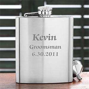 Personalized Stainless Steel Pocket Flask - Wedding Party Design