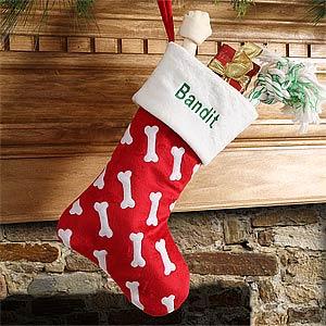 Personalized Dog Christmas Stocking with Bone Design