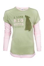 Tee: I Like Big Mutts (green + pink // long sleeve)