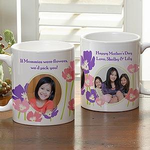 Personalized Photo Coffee Mug for Her - Floral Design