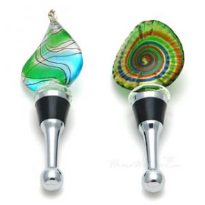 Terre Verde Glass Wine Bottle Stoppers, Set of 2