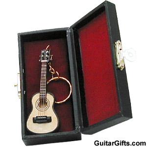 Wood Acoustic Guitar Keychain