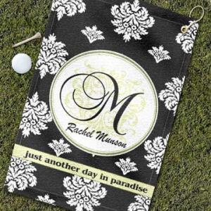 Personalized Damask Golf Towel