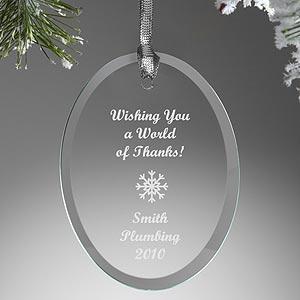 Personalized Corporate Christmas Ornaments - Glass Oval