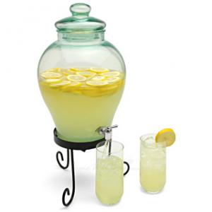 Curved Glass Drink Dispenser w/ Stand