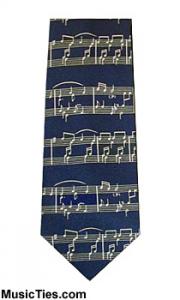 Music Notes Tie - Blue